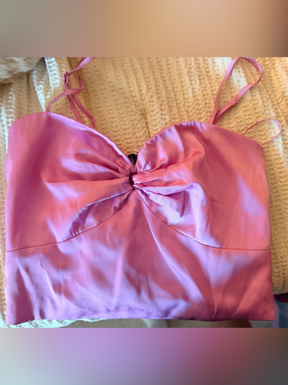 Abercrombie & Fitch Pink Twist-Front Satin Cami Top